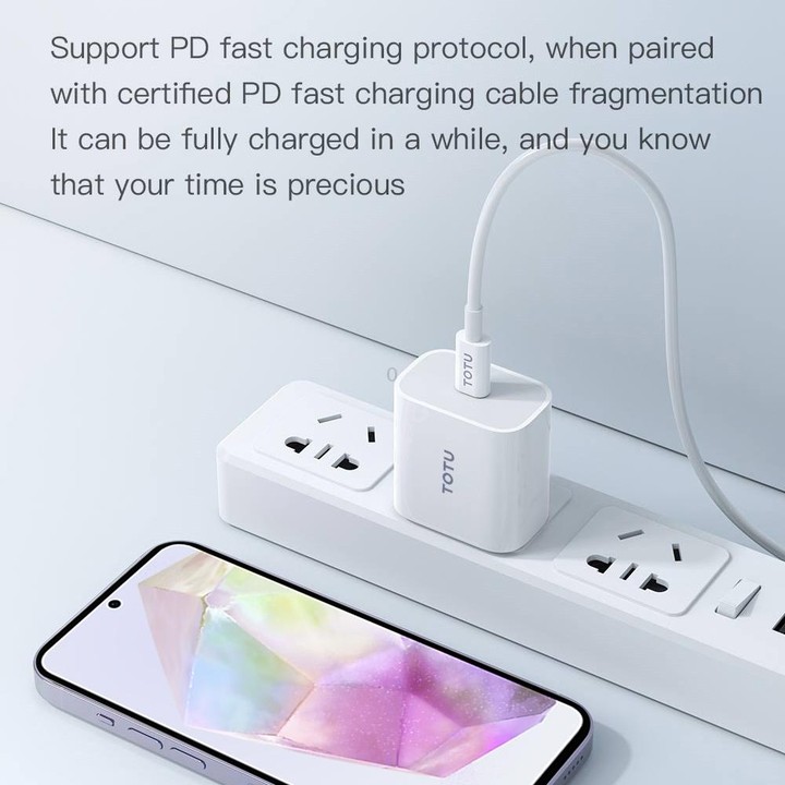 TOTU CB-1-T 25W USB to USB-C/Type-C Data Cable, Length: 1m(White)
