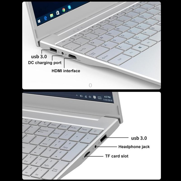 V8 15.6 inch Ultrathin Laptop, 16GB+256GB, Windows 11 Intel Jasper Lake N5095 Quad Core(Silver)