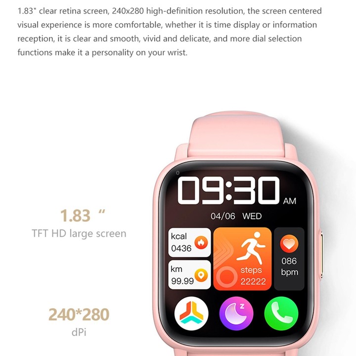 DM60+ 1.83 inch BT5.2 Smart Sport Watch, Support Bluetooth Call / Sleep / Blood Sugar / Blood Oxygen / Temperature / Heart Rate