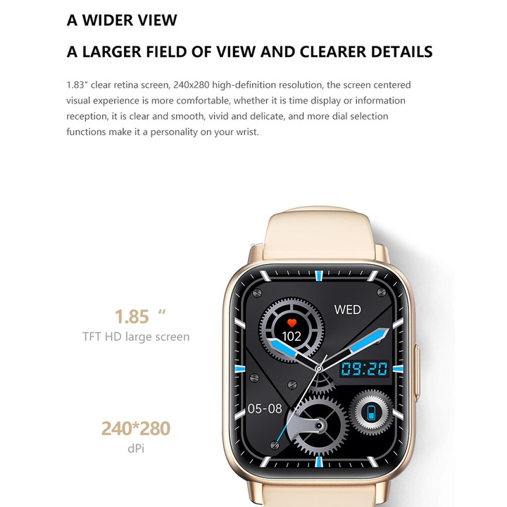 DM05 1.83 inch BT5.2 Smart Sport Watch, Support Sleep / Heart Rate / Blood Oxygen / Temperature / Heart Sugar/ Blood Pressure He