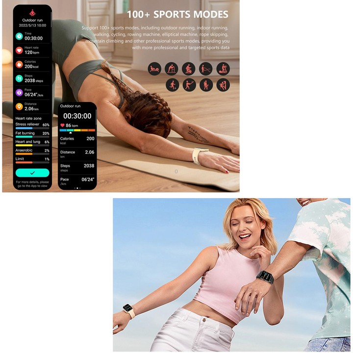 DM05 1.83 inch BT5.2 Smart Sport Watch, Support Sleep / Heart Rate / Blood Oxygen / Temperature / Heart Sugar/ Blood Pressure He