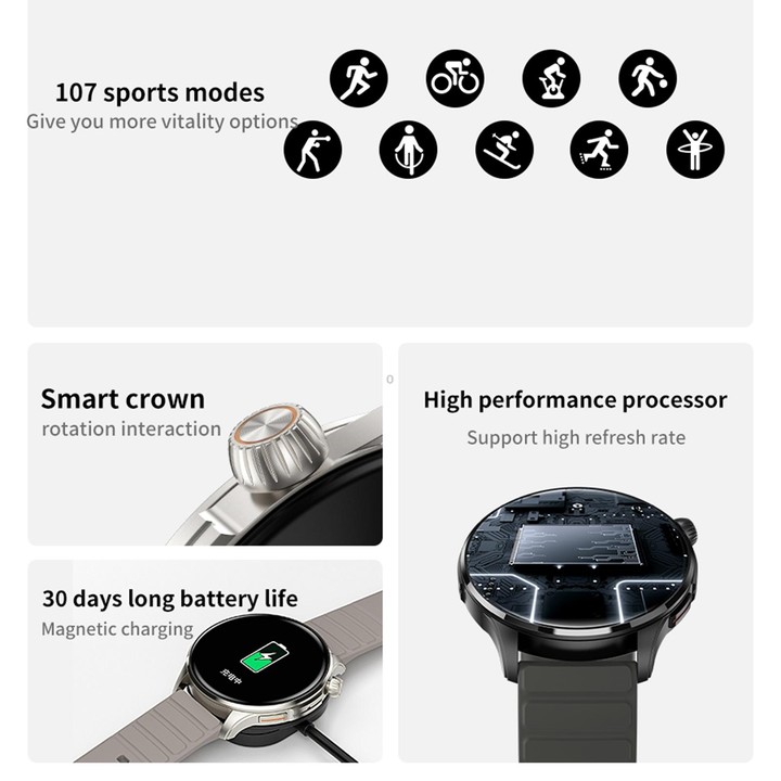 J45 1.43 inch BT5.1 Smart Sport Watch, Support Sleep / Heart Rate / Blood Oxygen / Blood Pressure Health Monitor(Green)