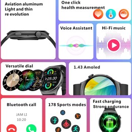 QX10 1.43 inch BT5.2 Smart Sport Watch, Support Sleep / Heart Rate / Blood Oxygen / Blood Pressure Health Monitor(Beige)