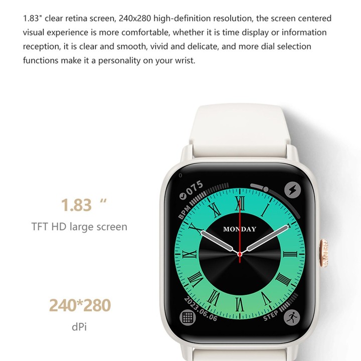QS13 1.83 inch BT5.2 Smart Sport Watch, Support Bluetooth Call / Sleep / Blood Sugar / Blood Oxygen / Heart Rate / Blood Pressur