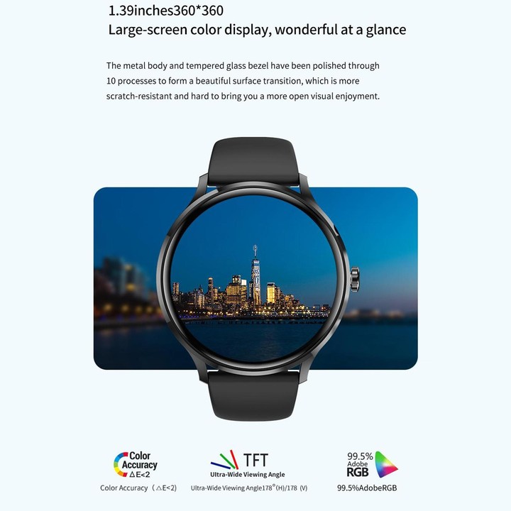 QS80 1.39 inch BT5.2 Smart Sport Watch, Support Bluetooth Call / Sleep / Blood Oxygen / Temperature / Heart Rate / Blood Pressur