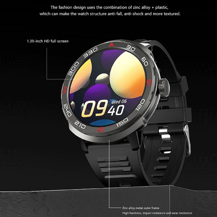QS90 1.39 inch BT5.0 Smart Sport Watch, Support Bluetooth Call / Sleep / Blood Oxygen / Temperature / Heart Rate / Blood Pressur