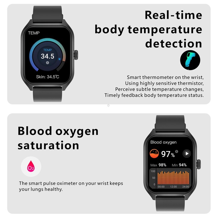 Qx5 1.96 inch BT5.2 Smart Sport Watch, Support Bluetooth Call / Sleep / Blood Oxygen / Temperature / Heart Rate / Blood Pressure