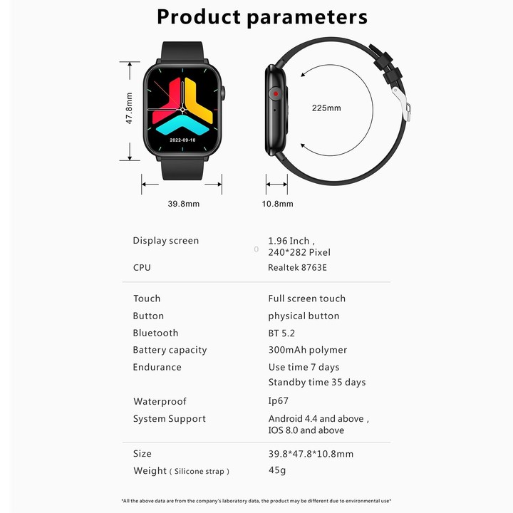 QX9 1.96 inch BT5.2 Smart Sport Watch, Support Bluetooth Call / Sleep / Blood Oxygen / Heart Rate / Blood Pressure Health Monito