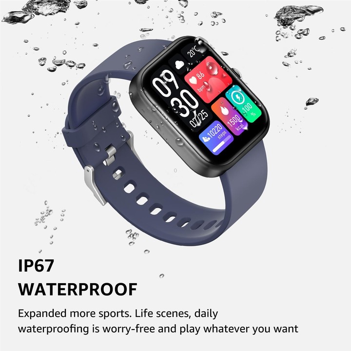 GS5 2.0 inch Fitness Health Smart Watch, BT Call / Heart Rate / Blood Pressure / MET / Blood Glucose(Blue)