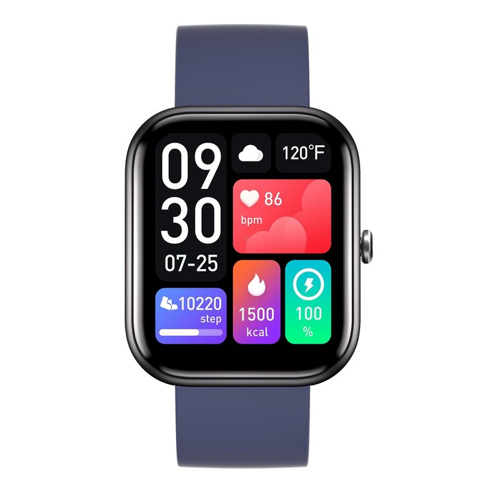 GS5 2.0 inch Fitness Health Smart Watch, BT Call / Heart Rate / Blood Pressure / MET / Blood Glucose(Blue)