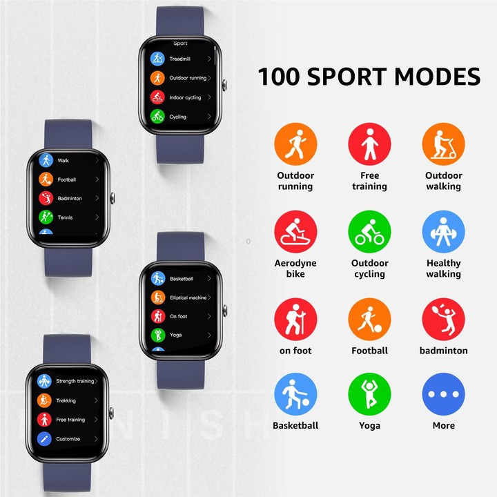 GS5 2.0 inch Fitness Health Smart Watch, BT Call / Heart Rate / Blood Pressure / MET / Blood Glucose(Blue)