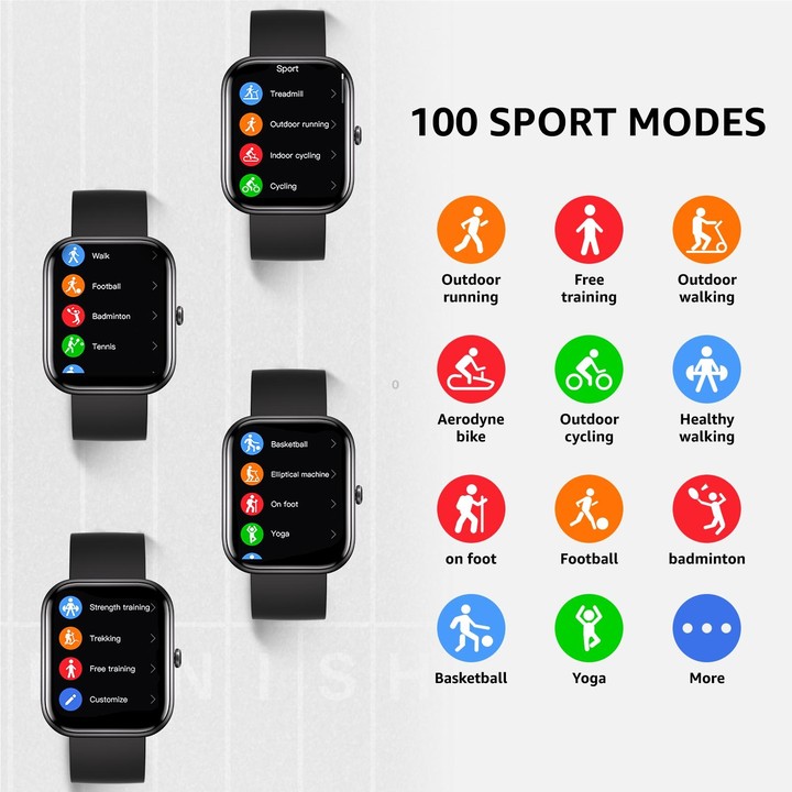 GS5 2.0 inch Fitness Health Smart Watch, BT Call / Heart Rate / Blood Pressure / MET / Blood Glucose(Black)