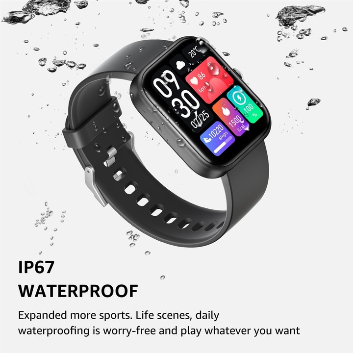 GS5 2.0 inch Fitness Health Smart Watch, BT Call / Heart Rate / Blood Pressure / MET / Blood Glucose(Black)