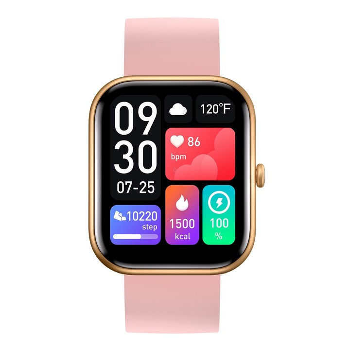 GS5 2.0 inch Fitness Health Smart Watch, BT Call / Heart Rate / Blood Pressure / MET / Blood Glucose(Rose Gold)