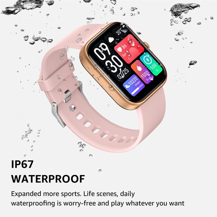GS5 2.0 inch Fitness Health Smart Watch, BT Call / Heart Rate / Blood Pressure / MET / Blood Glucose(Rose Gold)