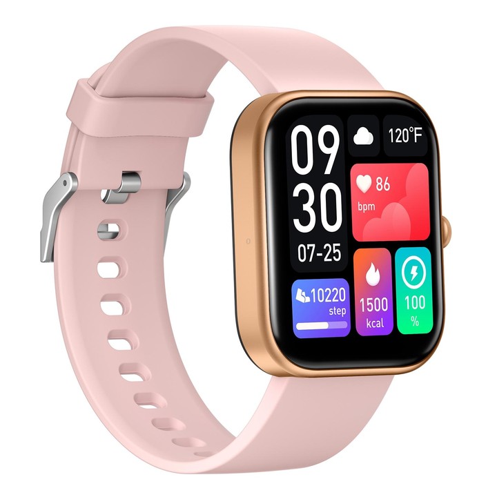 GS5 2.0 inch Fitness Health Smart Watch, BT Call / Heart Rate / Blood Pressure / MET / Blood Glucose(Rose Gold)