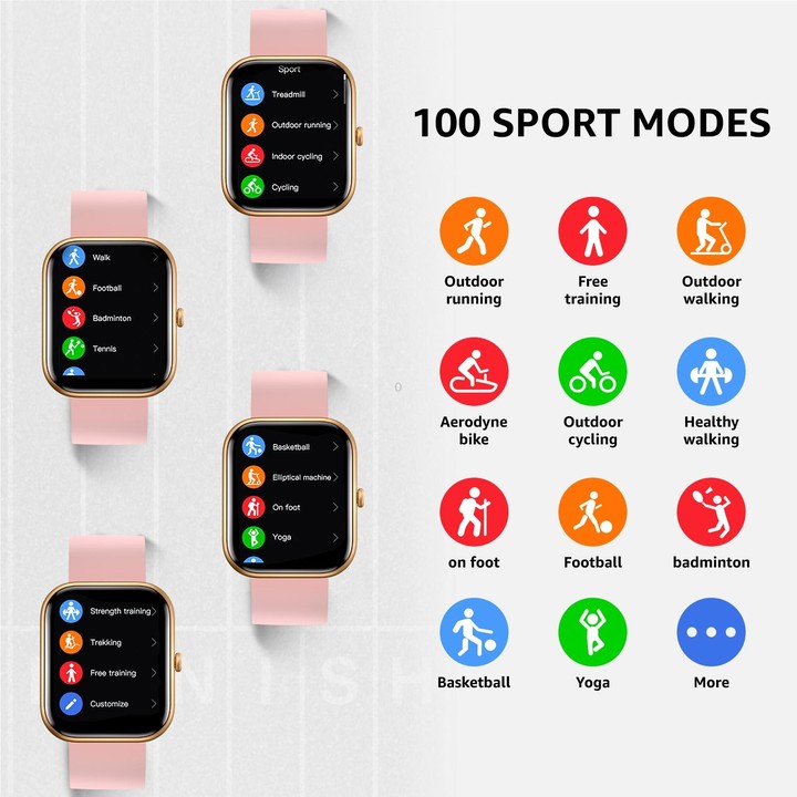 GS5 2.0 inch Fitness Health Smart Watch, BT Call / Heart Rate / Blood Pressure / MET / Blood Glucose(Rose Gold)