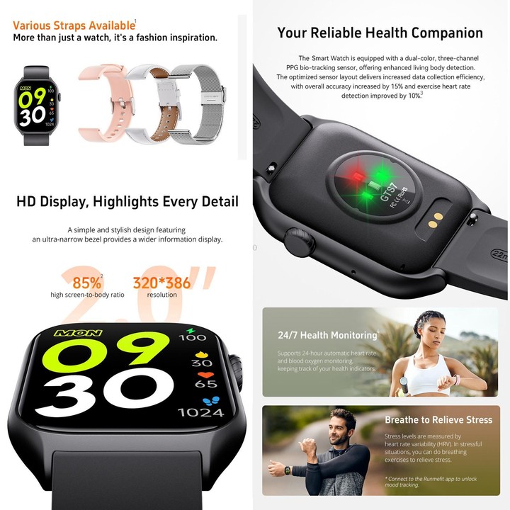 GS7 2.0 inch Fitness Health Smart Watch, BT Call / Heart Rate / Blood Pressure / MET(Light Grey)