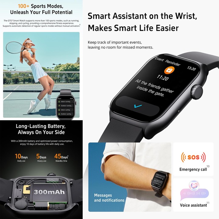 GS7 2.0 inch Fitness Health Smart Watch, BT Call / Heart Rate / Blood Pressure / MET(Blue)