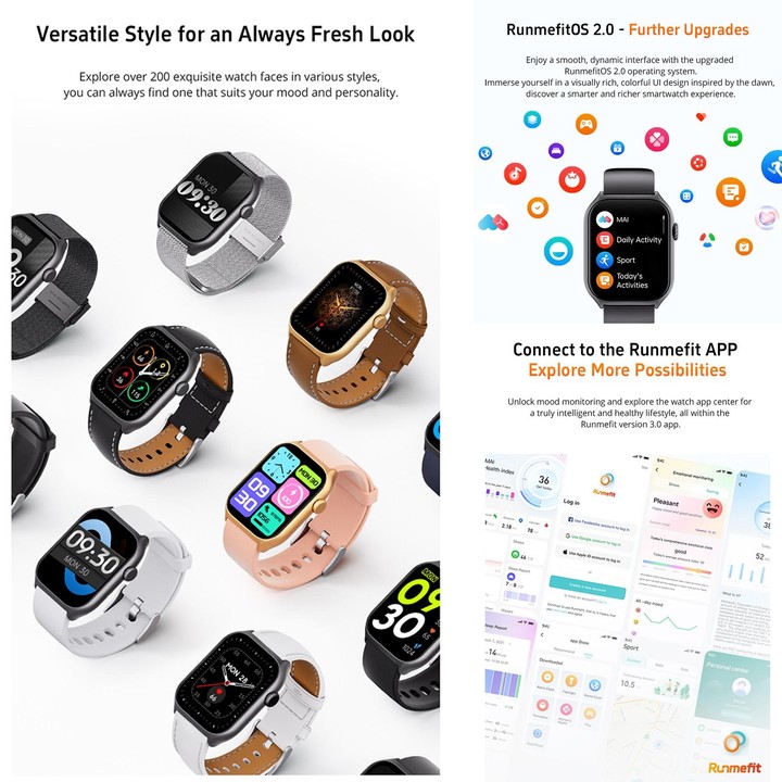 GS7 2.0 inch Fitness Health Smart Watch, BT Call / Heart Rate / Blood Pressure / MET(Blue)