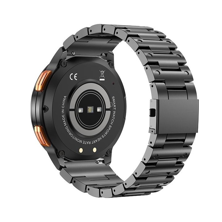 AK59 1.43 inch AMLOED Round Screen Steel Strap Smart Watch(Black)