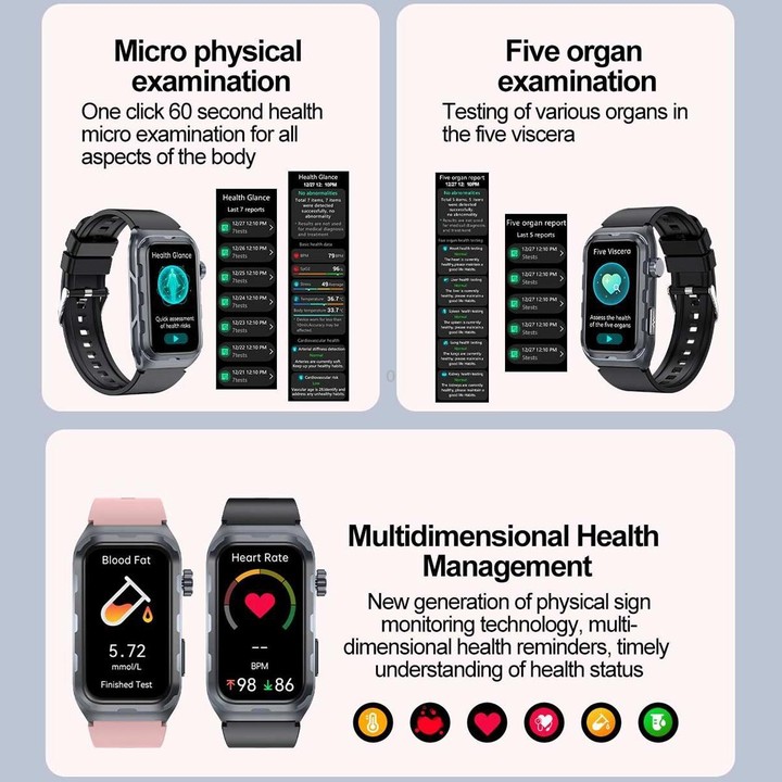TK79 1.47 inch IP68 Waterproof Smart Watch, Support ECG / Blood Glucose / Blood Oxygen Monitoring / Uric Acid(Black)