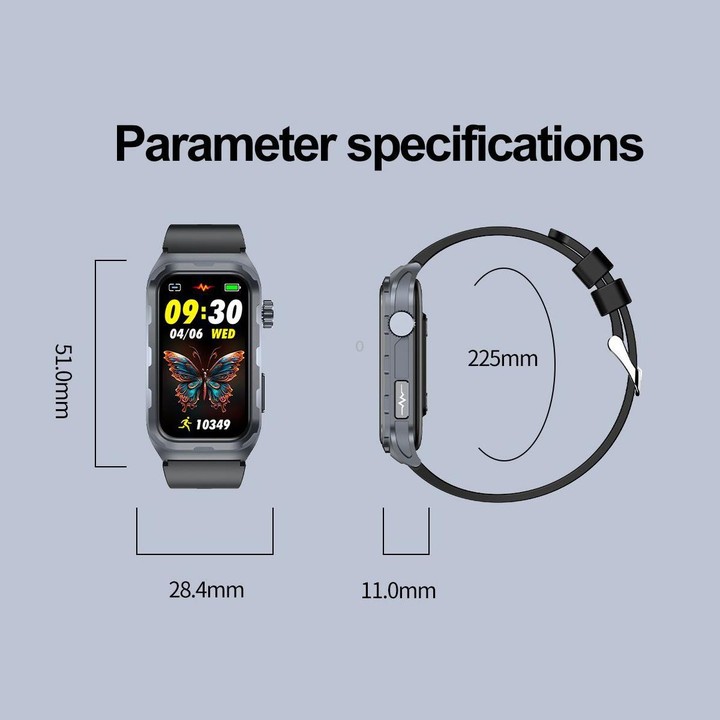 TK79 1.47 inch IP68 Waterproof Smart Watch, Support ECG / Blood Glucose / Blood Oxygen Monitoring / Uric Acid(Black)