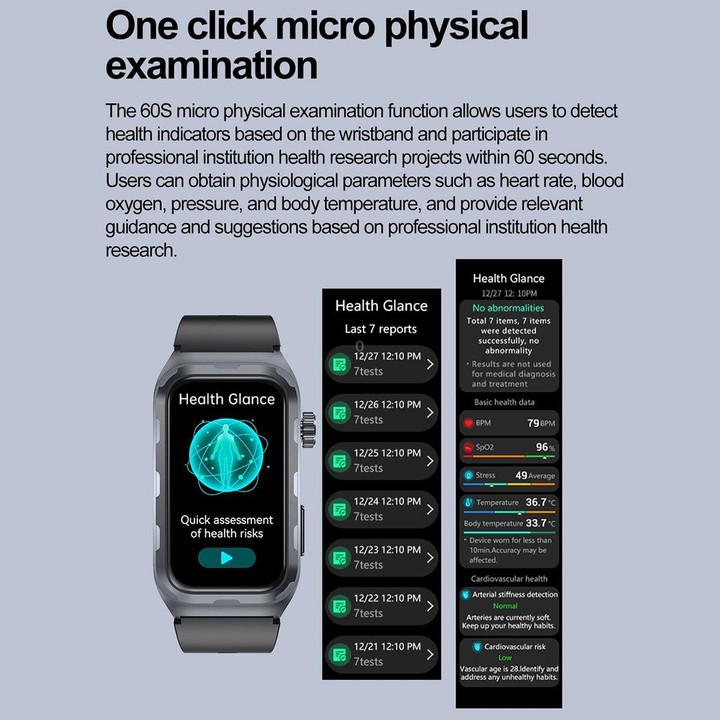TK79 1.47 inch IP68 Waterproof Smart Watch, Support ECG / Blood Glucose / Blood Oxygen Monitoring / Uric Acid(Black)