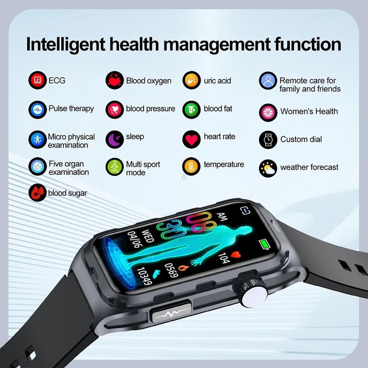 TK79 1.47 inch IP68 Waterproof Smart Watch, Support ECG / Blood Glucose / Blood Oxygen Monitoring / Uric Acid(Blue)