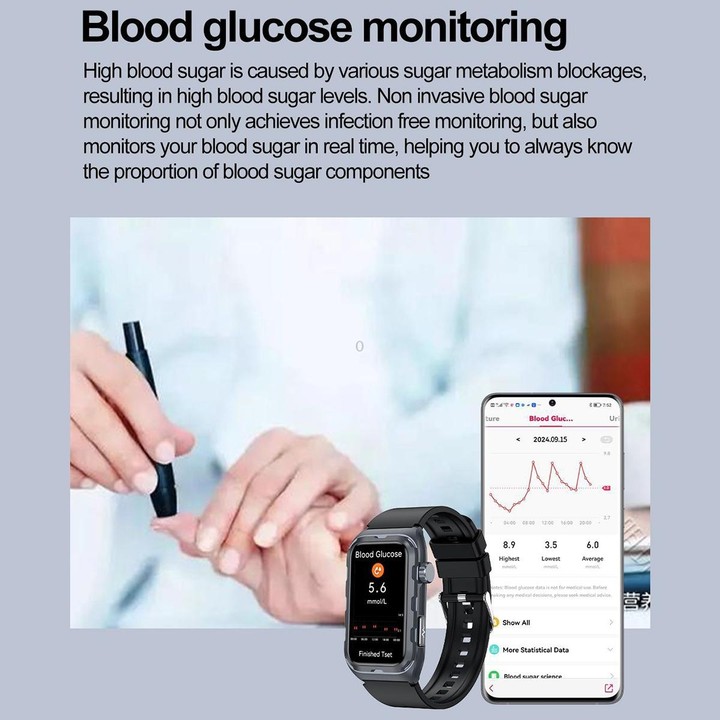TK79 1.47 inch IP68 Waterproof Smart Watch, Support ECG / Blood Glucose / Blood Oxygen Monitoring / Uric Acid(Blue)