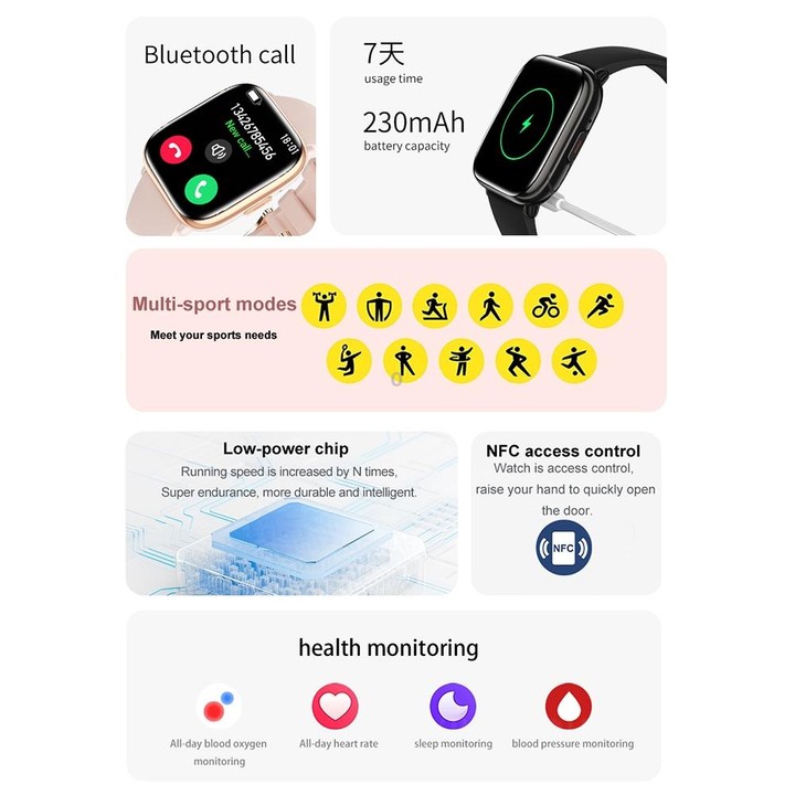 HD12 1.75 inch IP68 Waterproof Smart Watch, Support Blood Oxygen Monitoring(Black)