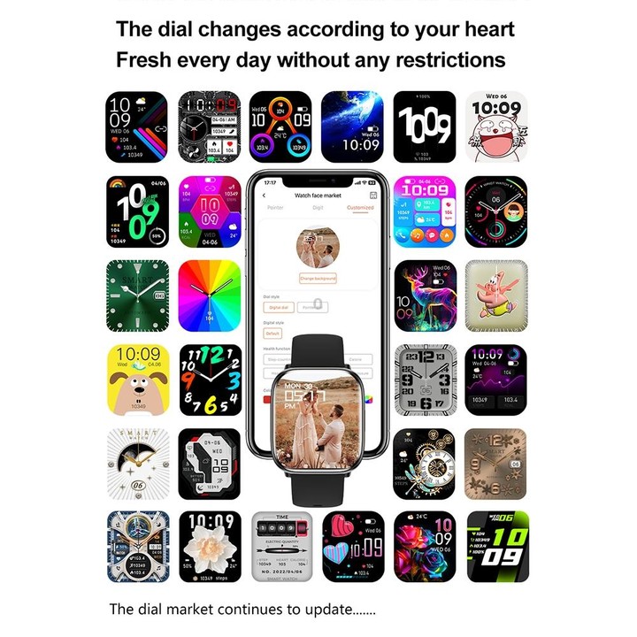 HD12 1.75 inch IP68 Waterproof Smart Watch, Support Blood Oxygen Monitoring(Black)