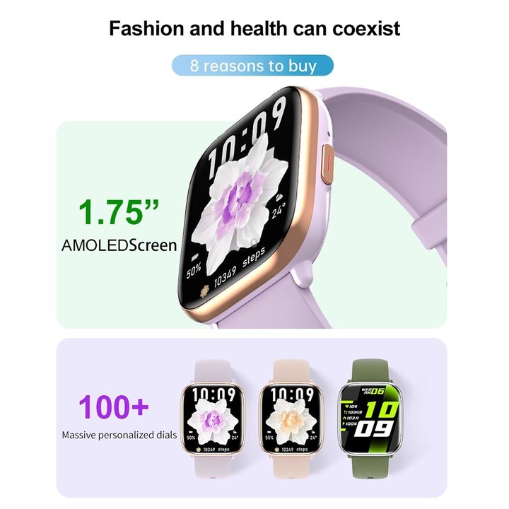 HD12 1.75 inch IP68 Waterproof Smart Watch, Support Blood Oxygen Monitoring(Black)