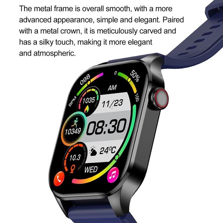 T98 2.04 inch IP68 Waterproof Bluetooth Call Smart Watch, Support Blood Oxygen Monitoring(Blue)