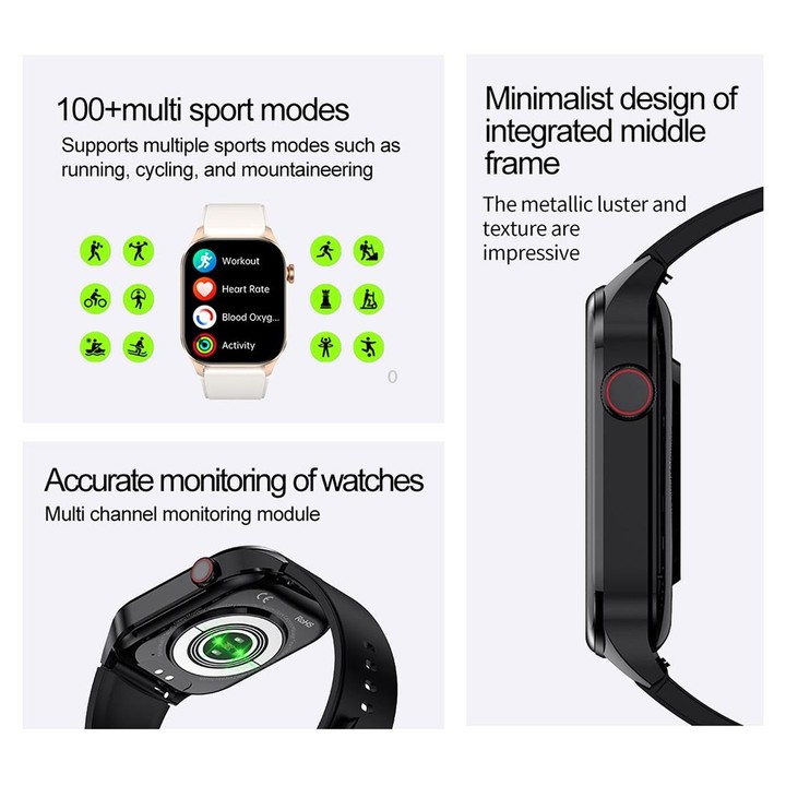 T98 2.04 inch IP68 Waterproof Bluetooth Call Smart Watch, Support Blood Oxygen Monitoring(Beige)