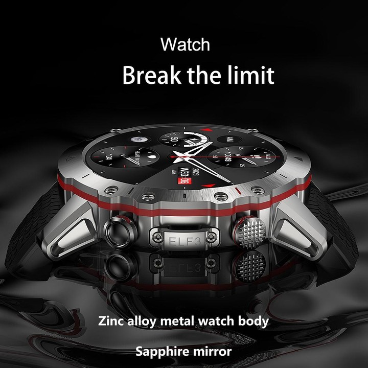 ELF3 1.39 inch TFT Round Screen Outdoor Silicone Strap Smart Watch Supports Blood Oxygen Monitoring(Black)