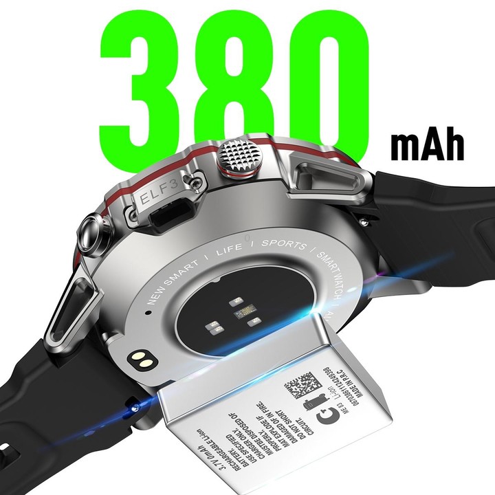 ELF3 1.39 inch TFT Round Screen Outdoor Silicone Strap Smart Watch Supports Blood Oxygen Monitoring(Black)