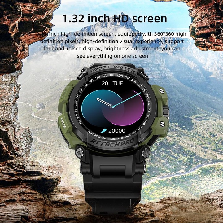 LOKMAT ATTACK Pro 1.32 inch BT5.1 Smart Sport Watch, Support Bluetooth Call / Sleep / Blood Oxygen / Heart Rate / Blood Pressure