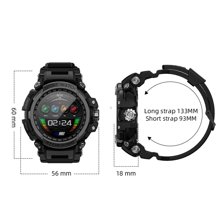 LOKMAT ATTACK Pro 1.32 inch BT5.1 Smart Sport Watch, Support Bluetooth Call / Sleep / Blood Oxygen / Heart Rate / Blood Pressure