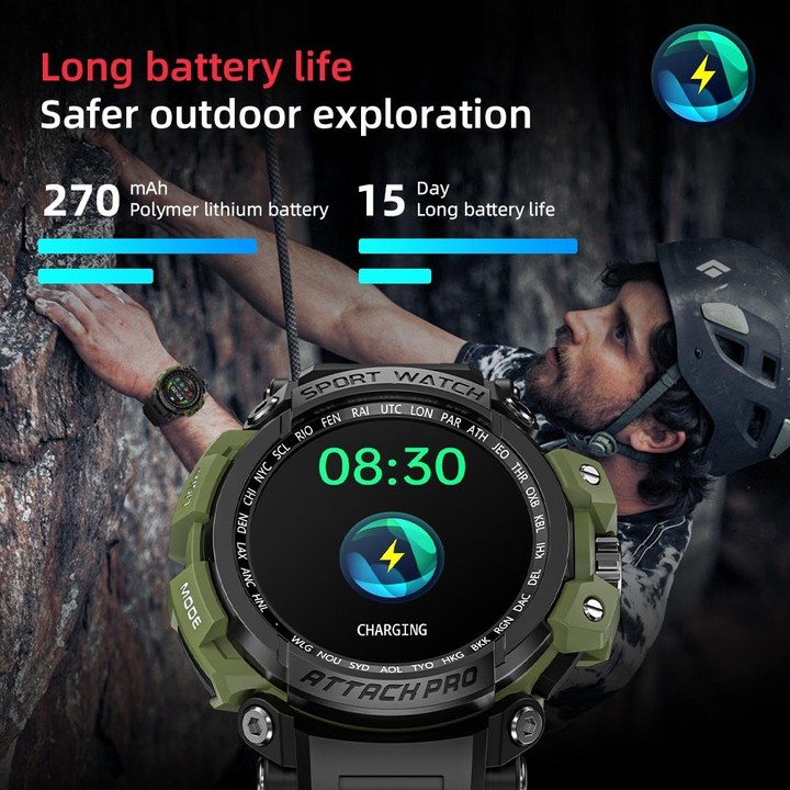 LOKMAT ATTACK Pro 1.32 inch BT5.1 Smart Sport Watch, Support Bluetooth Call / Sleep / Blood Oxygen / Heart Rate / Blood Pressure