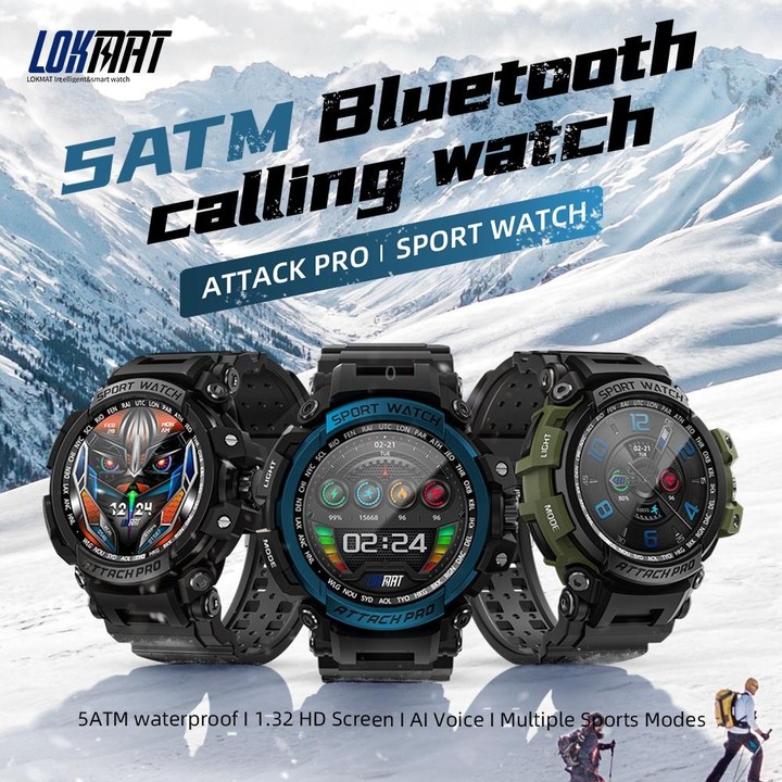 LOKMAT ATTACK Pro 1.32 inch BT5.1 Smart Sport Watch, Support Bluetooth Call / Sleep / Blood Oxygen / Heart Rate / Blood Pressure