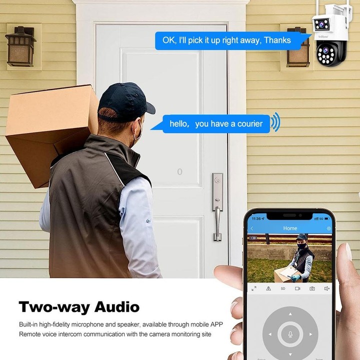 SriHome SH048 2MP + 2MP Humanoid Tracking Smart Night Vision Dual Lens IP Camera(EU Plug)