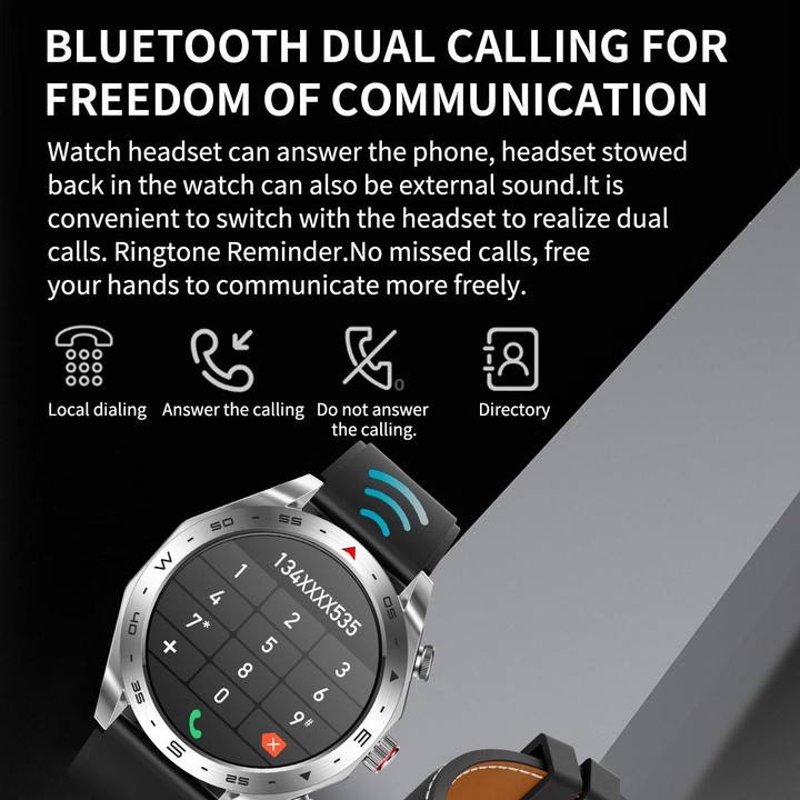 LEMFO T95 1.52 inch IPS Screen 2 in 1 Bluetooth Earphone Smart Watch Support Health Monitoring(Black)