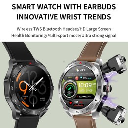 LEMFO T95 1.52 inch IPS Screen 2 in 1 Bluetooth Earphone Smart Watch Support Health Monitoring(Silver)