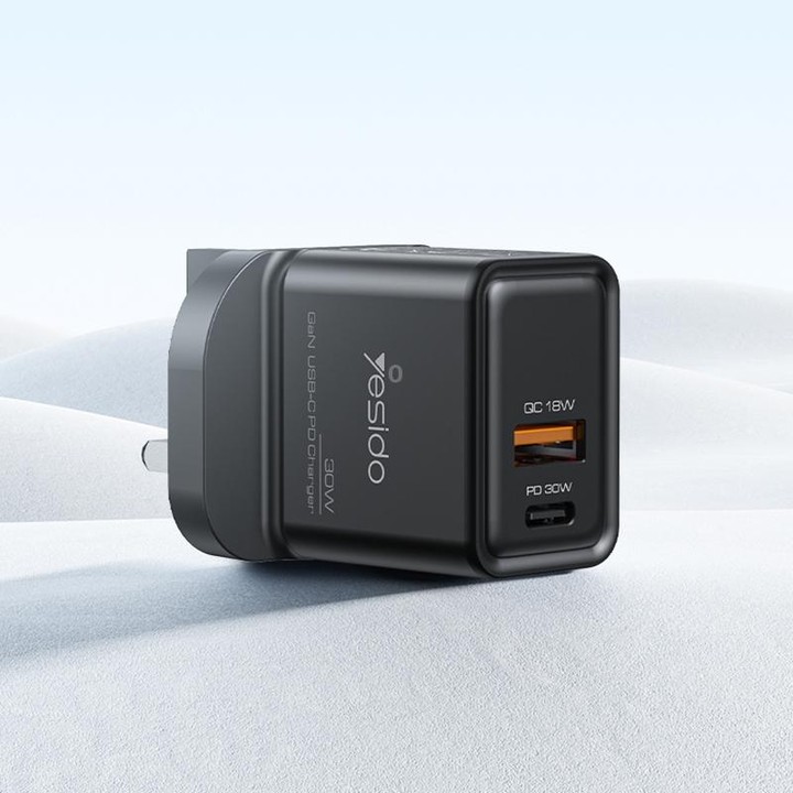 Yesido YC83 PD 30W USB-C/Type-C+USB Interface GaN Fast Charging Charger(UK Plug)