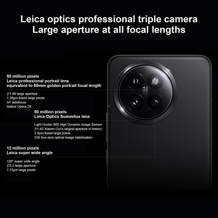 Xiaomi Civi 4 Pro, 12GB+512GB, 6.55 inch Xiaomi HyperOS Snapdragon 8s Gen 3 Octa Core 4nm up to 3.0GHz, NFC, Network: 5G(Black)