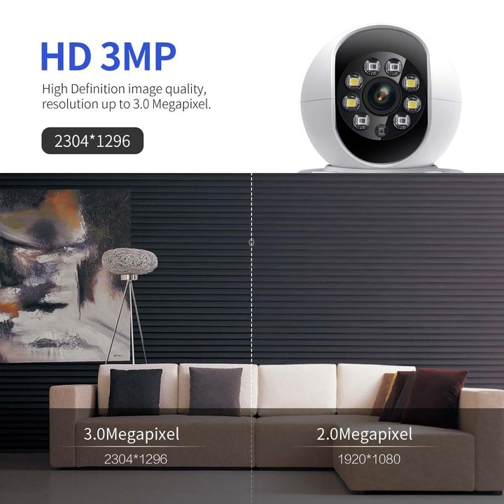 ESCAM QF104 One Click Video Call 3MP Indoor Humanoid Detection Audible Alarm Color Night Version Smart WiFi Camera, US Plug