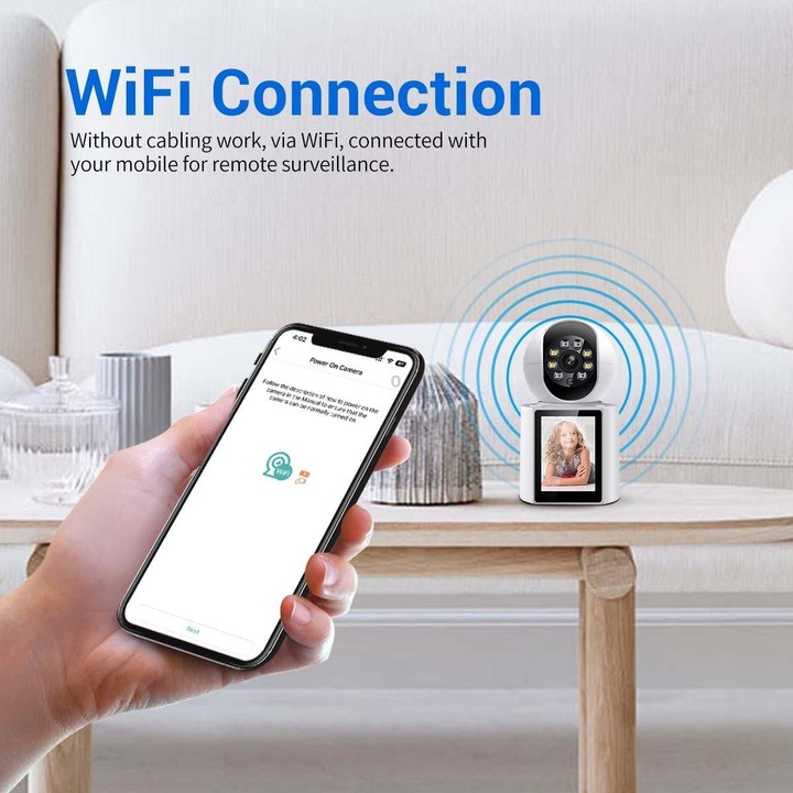 ESCAM QF104 One Click Video Call 3MP Indoor Humanoid Detection Audible Alarm Color Night Version Smart WiFi Camera, US Plug