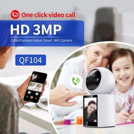 ESCAM QF104 One Click Video Call 3MP Indoor Humanoid Detection Audible Alarm Color Night Version Smart WiFi Camera, UK Plug