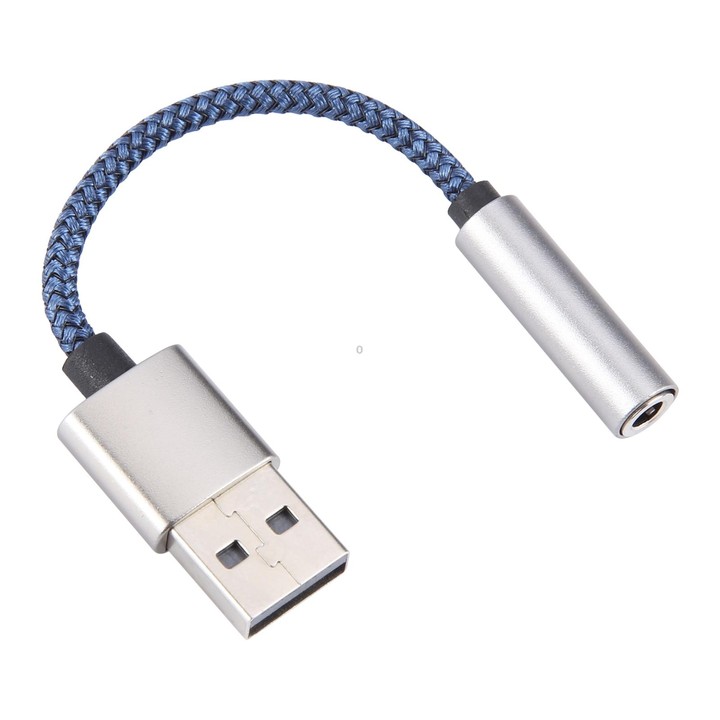 USB Male to 3.5mm Female Weave Texture Audio Adapter(Blue)